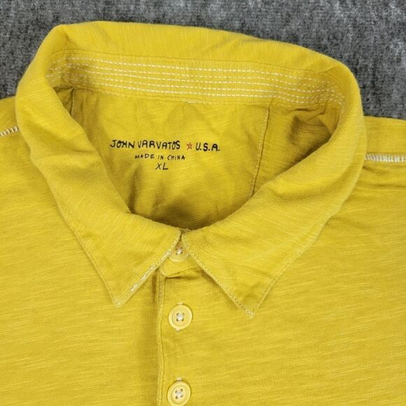 John Varvatos USA Polo Shirt Men's Xl Yellow Short Sleeve Star Knit collared - Picture 3 of 11